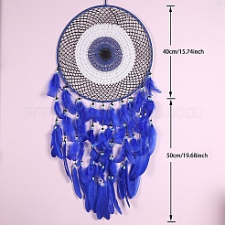 Evil Eye Woven Web/Net with Feather Wall Hanging Decorations&nbsp;PW-WG77758-01