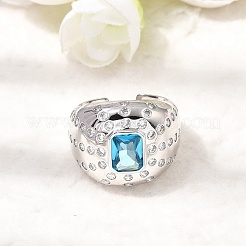 Brass Micro Pave Cubic Zirconia Cuff Open Rings for Women&nbsp;RJEW-L343-03P