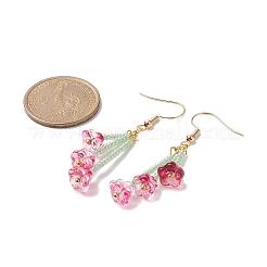Glass Trumpet Flower Tassel Dangle Earrings&nbsp;EJEW-JE05192