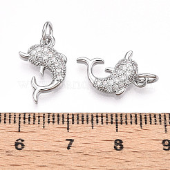 Brass Micro Pave Cubic Zirconia Pendants&nbsp;KK-T070-78P