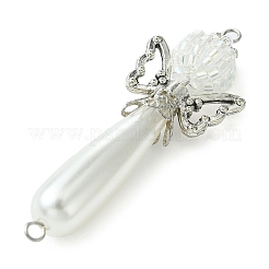 Acrylic Imitation Pearl & Glass Angel Connector Charms&nbsp;PALLOY-MZ00288
