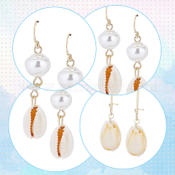 3 Pairs 3 Style Narural Shell Dangle Earrings&nbsp;EJEW-AN0001-70