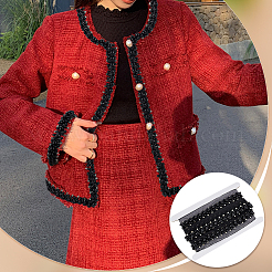 1.9 Yards Grenadine Mesh Lace Trim with Resin Beads and Rhinestone&nbsp;OCOR-FG0002-98A
