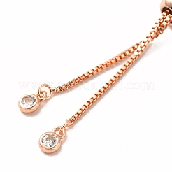 Real Rose Gold Plated Half Finished Brass Rhinestone Box Chains Bracelet&nbsp;MAK-M026-01RG