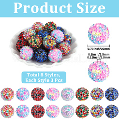 24Pcs 8 Colors Opaque Resin Rhinestone Beads&nbsp;RESI-PA0001-54