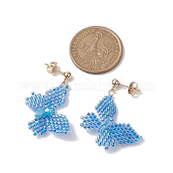 Glass Seed Beaded Dangle Stud Earrings&nbsp;EJEW-MZ00168-02