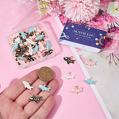 64Pcs 4 Styles Alloy Airliner Pendants&nbsp;ENAM-SC0008-01