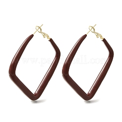 Brass Rhombus Hoop Earrings&nbsp;EJEW-A121-12E-G
