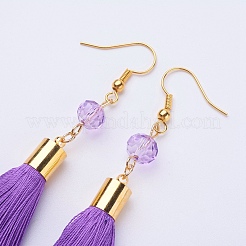 Ice Silk Thread Tassel Dangle Earrings&nbsp;EJEW-P142-A07
