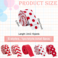5Pcs 5 Styles Double Sided Polyester Ribbons&nbsp;OCOR-BC0005-43