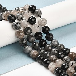 Natural Black Rutilated Quartz Beads Strands&nbsp;G-R446-6mm-37-01