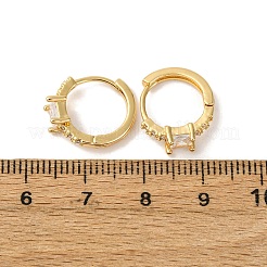 Brass Micro Pave Clear Cubic Zirconia Square Hoop Earrings&nbsp;EJEW-S280-06G