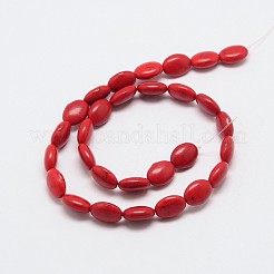 Synthetical Dyed Turquoise Oval Bead Strand&nbsp;G-P083-89