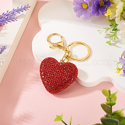 Handmade Polymer Clay Rhinestone Heart Keychains&nbsp;KEYC-TAC00068-01