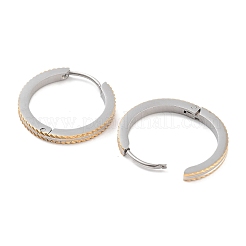 304 Stainless Steel Textured Huggie Hoop Earrings for Women&nbsp;EJEW-C096-35D