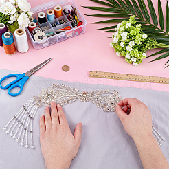 1Pc Glass & Alloy & Polyester Appliques&nbsp;DIY-FG0010-46