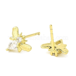 Bees Brass Micro Pave Cubic Zirconia Stud Earrings&nbsp;EJEW-L270-27G