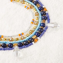 Sparkling Glass Seed Beads 5 Layered Anklet&nbsp;AJEW-SW00006-03