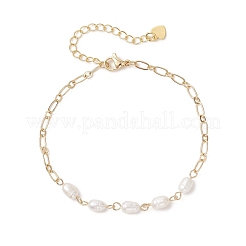 Natural Cultured Freshwater Pearl Beads Link Bracelets&nbsp;BJEW-JB13360
