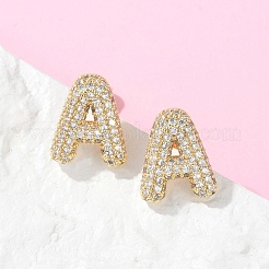 Brass Micro Pave Clear Cubic Zirconia Stud Earrings&nbsp;EJEW-Z091-02G