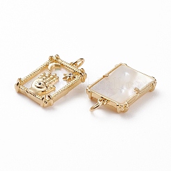 Brass Micro Pave Clear Cubic Zirconia Pendants&nbsp;KK-C100-02G