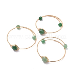Natural Green Aventurine Round Beaded Bangle&nbsp;BJEW-JB07816-02