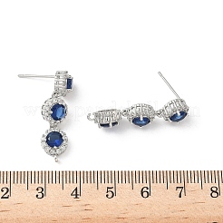 Brass Pave Cubic Zirconia Stud Earring Findings&nbsp;KK-D369-07P-B