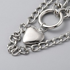 Alloy Heart Pendant Double Layer Necklace for Women&nbsp;NJEW-WH0022-09C
