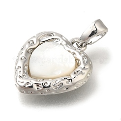 Brass Pave Natural White Shell Pendants&nbsp;KK-K388-78P