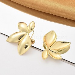 Brass Leaf Stud Earrings&nbsp;EJEW-R016-21G