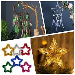 5 Styles Iron Star Ring for DIY Woven Net/Web with Feather&nbsp;IFIN-GF0001-67A