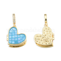 Brass Micro Pave Clear Cubic Zirconia Locket Pendants&nbsp;KK-N227-115