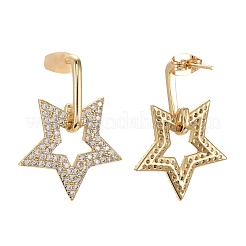 Brass Micro Pave Clear Cubic Zirconia Dangle Stud Earrings&nbsp;EJEW-F256-03G