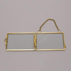Brass Glass Hanging Photo Frame&nbsp;AJEW-WH0017-26G