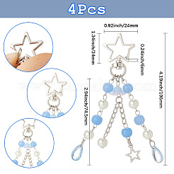 4Pcs Acrylic & ABS Plastic Pearl Jellyfish Pendant Decorations&nbsp;KEYC-SP0001-32B