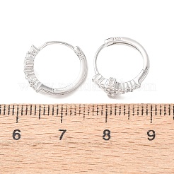 Cross 925 Sterling Silver Micro Pave Clear Cubic Zirconia Hoop Earrings&nbsp;EJEW-K317-06P