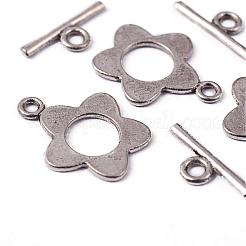 Flower Tibetan Style Alloy Toggle Clasps&nbsp;X-A0977Y-NF