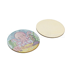 DIY Marine Animal Theme Diamond Painting Round Wood Cup Mat Kits&nbsp;DIY-H163-06