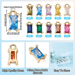 10Pcs 10 Colors Brass Cubic Zirconia Charms&nbsp;KK-TA0001-94
