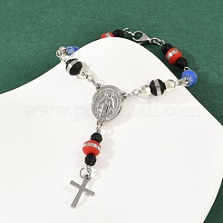 201 Stainless Steel Cross Charm Bracelets&nbsp;BJEW-B143-02P