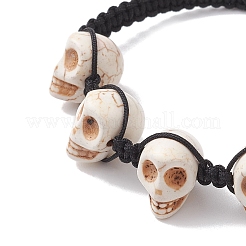 Halloween Synthetic Turquoise Skull Braided Bead Anklets for Women Men&nbsp;AJEW-AN00712