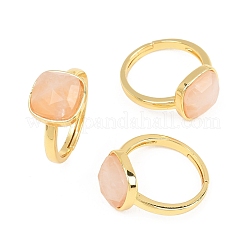 Natural Rose Quartz Finger Rings with Brass Findings&nbsp;G-H353-04G-06