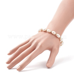 Natural Keshi Pearl Beaded Bracelet with Brass Clasp for Women&nbsp;BJEW-JB08867-01