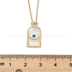 Arch with Evil Eye Brass Enamel Pendant Necklaces&nbsp;NJEW-H051-02G