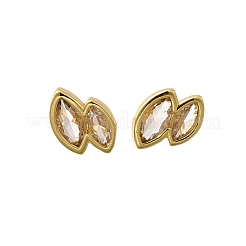 Horse Eye Brass Micro Pave Clear Cubic Zirconia Stud Earrings&nbsp;EJEW-R018-09G