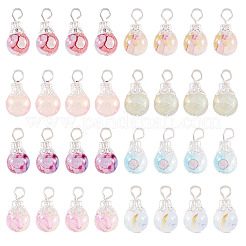 80Pcs 8 Colors Baking Paint Crackle Glass Pendants&nbsp;PALLOY-TAC0186