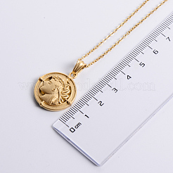 Vintage Style Men's Stainless Steel Flat Round with Portrait Pendant Necklaces for Casual Wear&nbsp;FP5921