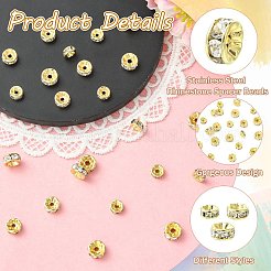 30Pcs 3 Styles 316 Surgical Stainless Steel Rhinestone Spacer Beads&nbsp;STAS-CJ0003-64