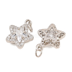 Brass Clear Cubic Zirconia Charms&nbsp;KK-B186-14P