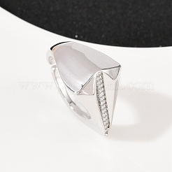 Brass Micro Pave Cubic Zirconia Adjustable Cuff Rings&nbsp;RJEW-C140-01P